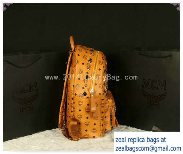 High Quality Replica MCM Stark Backpack Jumbo in Calf Leather 8100 Camel - Click Image to Close